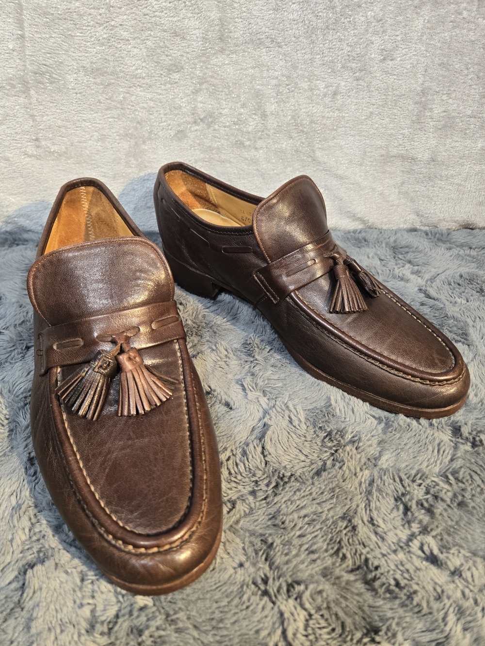 Men's Vtg Hanover Brown All Leather Tassel Loafers